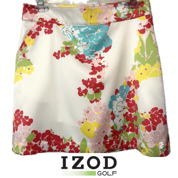 IZOD Golf A-Line White/Floral Skort Like New Size Med/8 - Picture 1 of 14